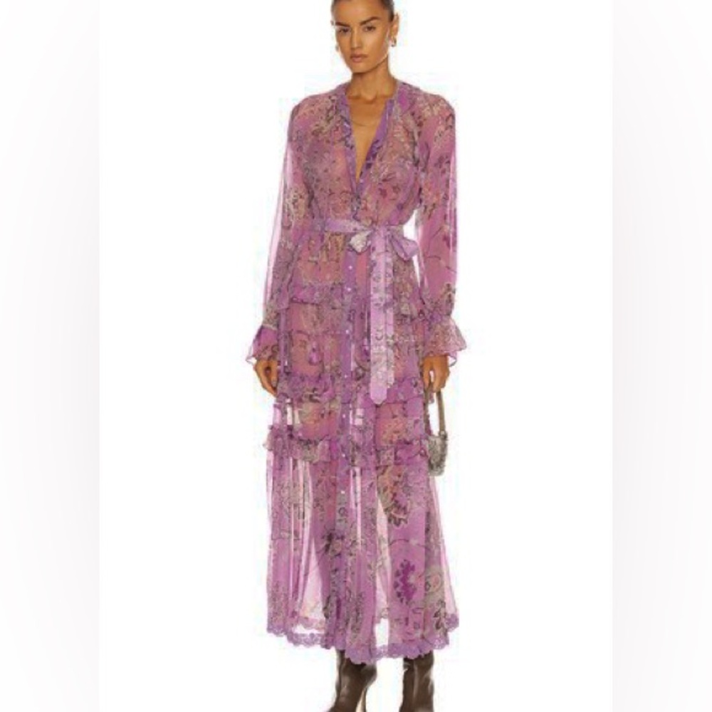 Hemant & Nandita Mavi Caftan Maxi Dress in Orchid Print